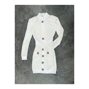 Snow white fluffy Balmain dress